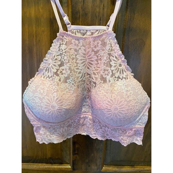 Victoria Secret Bralette  Bra Ombré Pink Lace Razorback Sexy Lingerie Sz Small - Picture 2 of 12